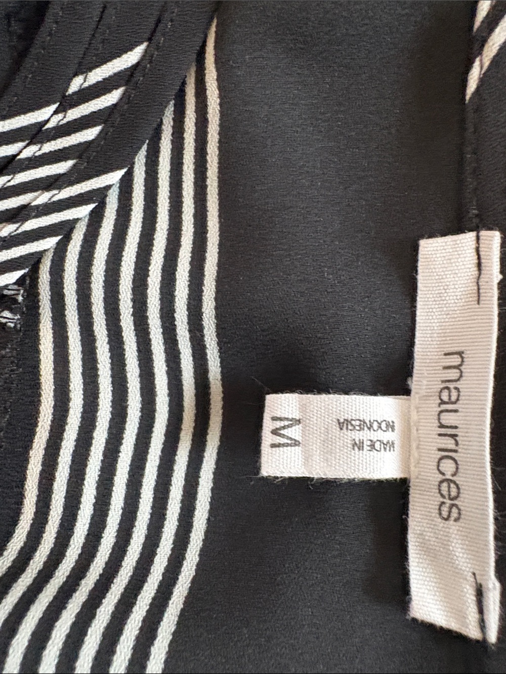 Maurices Black and White Striped Lace-Up V-Neck Blouse - Picture 5 of 5